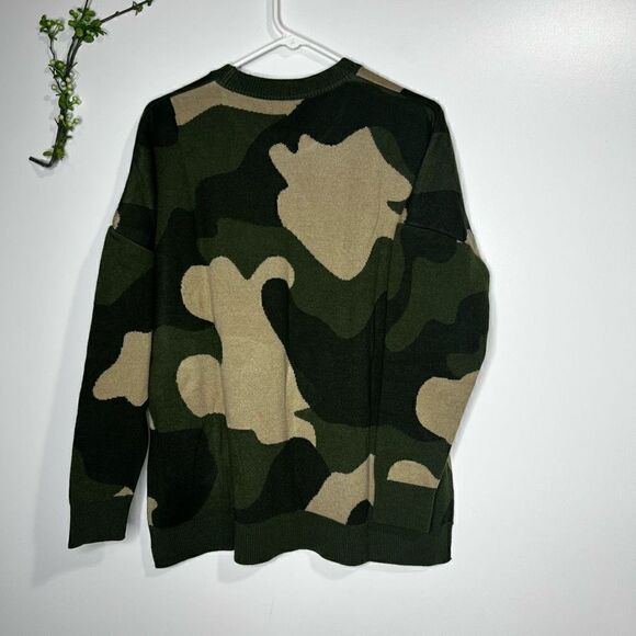 Mud Pie Camouflage Green Tan Autumn Jacquard Sweater NWT! - Picture 9 of 12